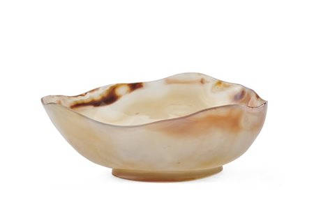 Grande ciotola in agata striata con profilo mistilineo (cm 20x17x7) (lievi dife