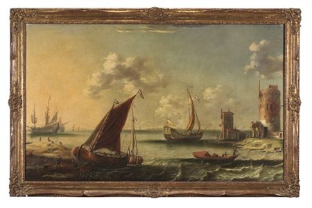 Scuola olandese del secolo XVIII

"Marina con imbarcazioni"
olio su tela (cm 84
