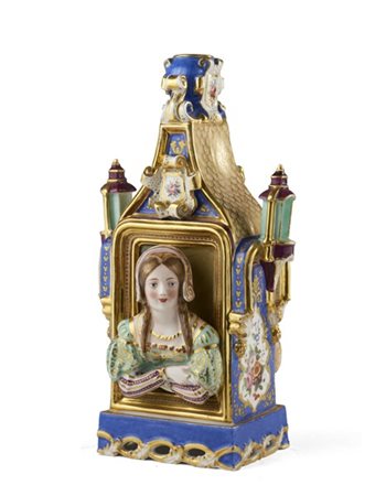 Manifattura di Jacob Petit, Francia, secolo XIX. Flacone porta profumo in porce