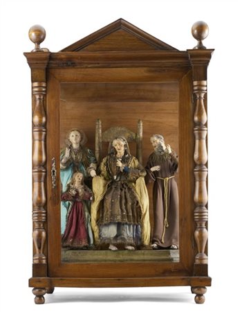 Arte napoletana, secolo XIX. Gruppo in terracotta policroma con occhi in pasta