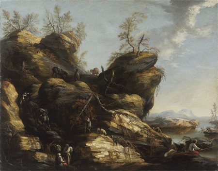 Bottega di Salvator Rosa, scuola del secolo XVII

"Paesaggio roccioso con viand