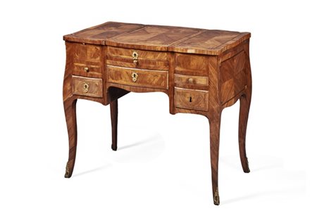 Toeletta da centro lastronata in palissandro e filettata in bois de rose e bois