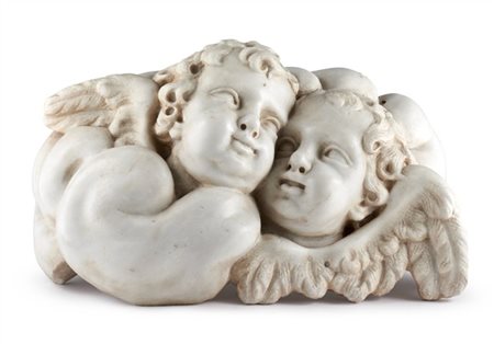 Ignoto scultore del secolo XIX. Gruppo in marmo statuario con cherubini in una