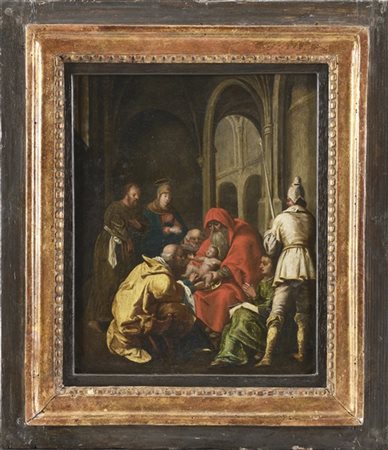 Maestro olandese del secolo XVII

"La circoncisione di Gesù"
olio su rame (cm 3