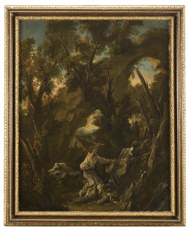 Seguace di Alessandro Magnasco del secolo XVIII

"San Francesco in meditazione"