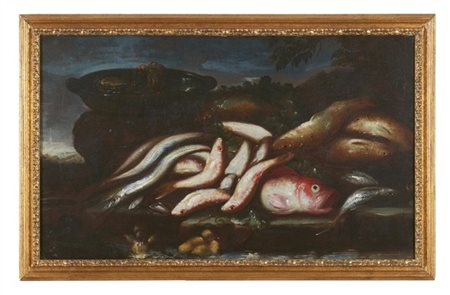 Elena Recco (attr.)

"Natura morta di pesci"
olio su tela (cm 56,5x95)
in cornic
