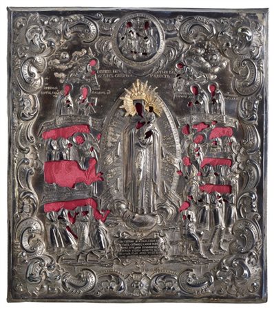 Arte russa, secolo XIX. Icona a tempera su tavola raffigurante Madre di Dio Gio