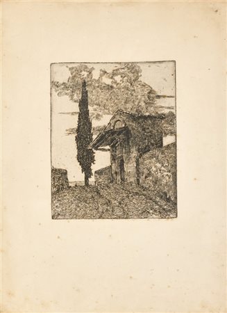 Giovanni Fattori "La porticciola verso Firenze"
acquaforte (all'impronta mm 215x