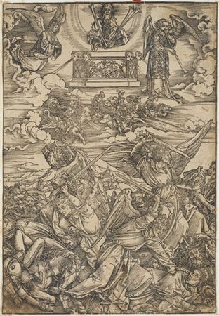 Albrecht Durer ( NORIMBERGA 1471 - 1528 )  "Battaglia degli Angeli", dalla serie dell'Apocalisse