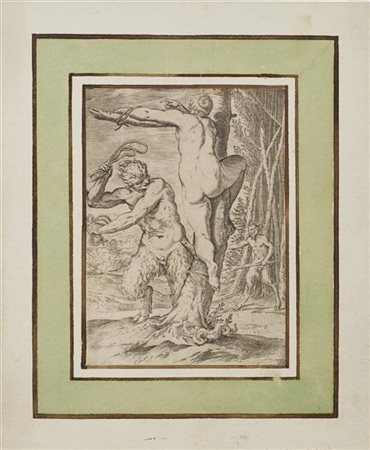 Lotto composto da un'acquaforte di Agostino Carracci dalla serie delle Lascivie