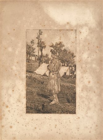 Giovanni Fattori "Il sergente"
acquaforte (all'impronta mm 320x193)
in cornice (