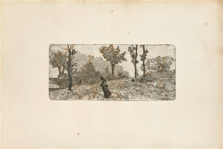 Giovanni Fattori "Verso il paese"
acquaforte (all'impronta mm 122x277)
in cornic