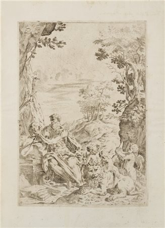 Lotto composto da un'acquaforte di Giovanni Francesco Mucci da un disegno di Si