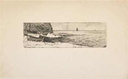 Giovanni Fattori "Marina livornese"
acquaforte (all'impronta mm 74x248)
in corni