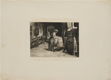 Eleuterio Pagliano "Il bucato" e "Contadino abruzzese"
acquaforte (i fogli cm 33