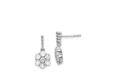 ORECCHINI PENDENTI A FIORE IN ORO BIANCO 18K CON DIAMANTI - 828 NAT 18K