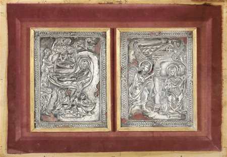 Arte dell'inizio del secolo XIX. Due lastre in argento raffiguranti l'Annunciaz