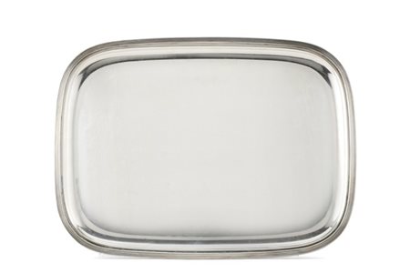 Mario Buccellati Vassoio in argento di forma rettangolare con bordura scanalata