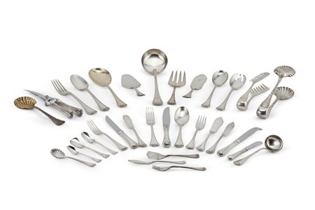 Servizio di posate in argento composto da ventiquattro forchette, dodici forche