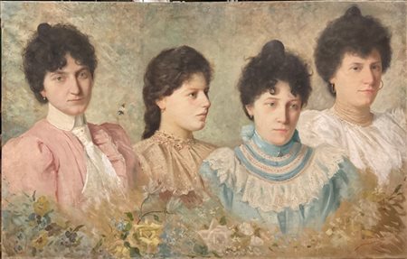 Pacifico Sidoli "Le donne di famiglia" 1899
olio su tela (cm 76x120)
Firmato e d