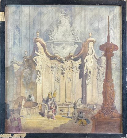 Alfred-Charles Conrade "Cattedrale di Mainz" 
tecnica mista su carta (cm 52x48)