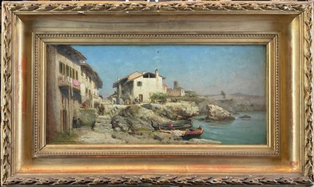 Ercole Calvi "Scorcio lacustre" 1880
olio su tavola (cm 23x49)
Firmato e datato
