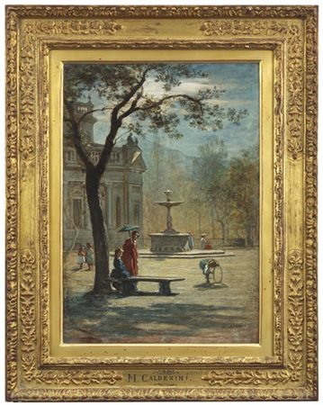 Marco Calderini (Attribuito)

"Il giardino dei Ripari" 
olio su cartone (cm 50x3