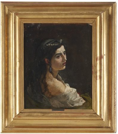 Mosè Bianchi "Ritratto di giovane donna" 
olio su carta applicata a tela (cm 35x