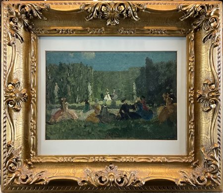 Emma Ciardi "Rappresentazione" 
olio su cartone (cm 19x29)
Firmato in basso a de