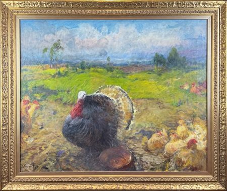 Vittorio Cavalleri "Tacchino" 
olio su tela (cm 75x90)
Firmato in basso a sinist