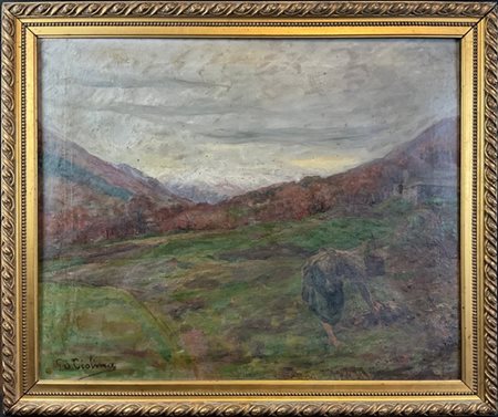 Giovanni Battista Ciolina "Contadina in Val Vigezzo" 
olio su tela (cm 60x75)
Fi