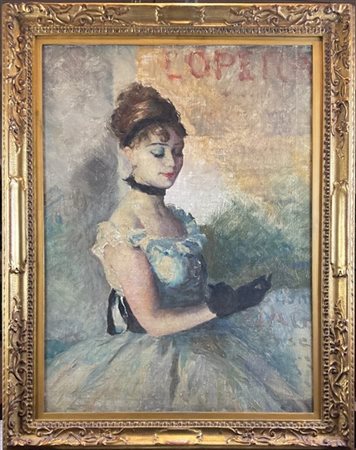 Ignoto francese di inizio secolo XX

"All'Operà" 
olio su tela (cm 80x60)
in co