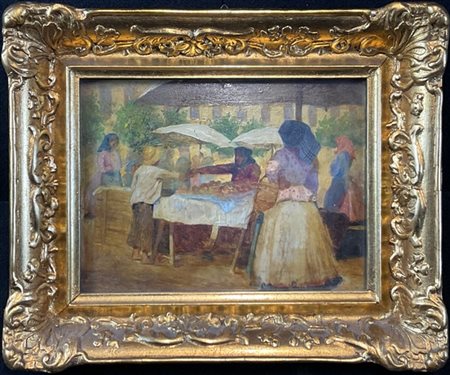 Ignoto di inizio secolo XX

"Scena di mercato sardo" 
olio su tavola (cm 18x24)
