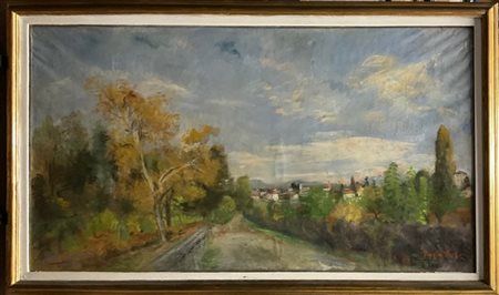 Donato Frisia "Paesaggio a Merate" 1945
tecnica mista su cartone (cm 80x145)
Fir