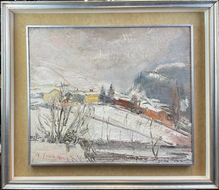 Donato Frisia "Bardonecchia" 1950
olio su tela (cm 48,5x57)
Firmato e datato in