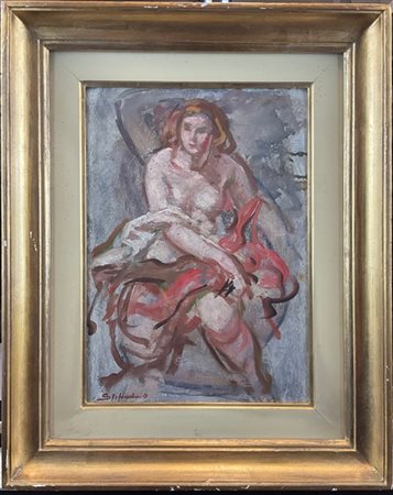 Ottavio Steffenini "Odalisca" 
olio su cartone (cm 34x25)
Firmato in basso a sin