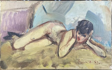 Donato Frisia "Nudo disteso" 1932
olio su tela (cm 34,5x55,5)
Firmato e datato i