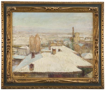 Baldassarre Longoni "Nevicata in Brianza" 
olio su tela (cm 60x80)
Firmato in ba