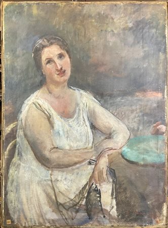 Donato Frisia "Ritratto della moglie" 1927
olio su tela (cm 100x75)
Firmato e da