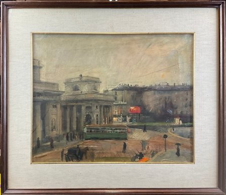 Donato Frisia "I Bastioni di Porta Venezia" 
olio su tela (cm 36x46)
in cornice