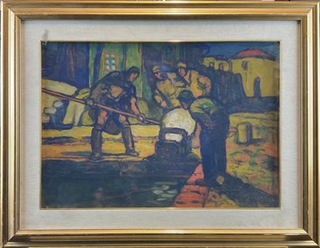 Federico Sartori "Le cee nella cesta (Pescatori di cee)" Viareggio, 1933
olio su