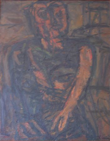 OLIVIERI CLAUDIO ROMA 1934 FIGURA, 1956 OLIO SU TELA cm 100 x 80 Firma in...