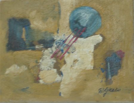 GRECO ROBERTO BENGASI 1936 INFORMALE, 2010 OLIO SU TAVOLA cm 19 x 25 Firma in...
