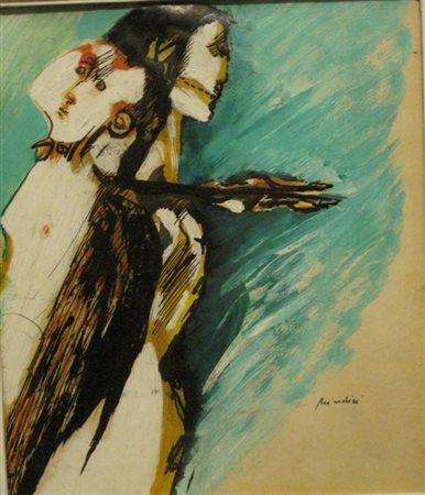 BRINDISI REMO ROMA 1918 LIDO DI SPINA 1996 SENZA TITOLO OLIO SU CARTA...