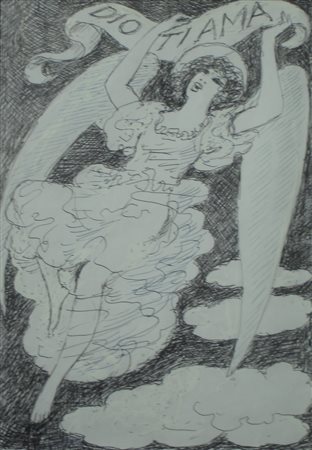 FIUME SALVATORE COMISO 1915 MILANO 1997 DIO TI AMA TECNICA MISTA SU CARTA cm...