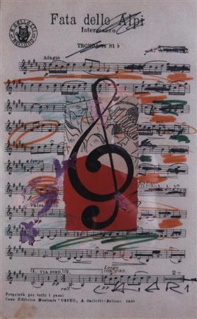 CHIARI GIUSEPPE FIRENZE 1926 2007 FATA DELLE ALPI TECNICA MISTA E COLLAGE SU...