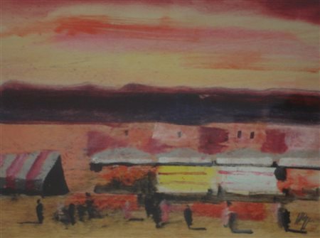 MAGAZZINI SALVATORE PISTOIA 1955 MARRAKECH OLIO SU TAVOLA cm 18 x 24 Firma in...