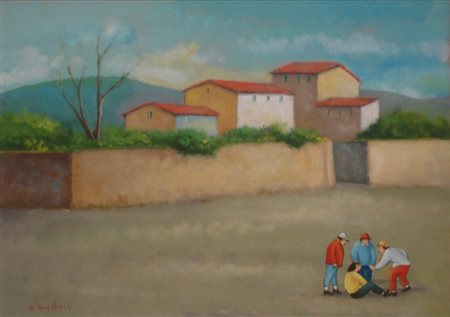 GAGLIARDI GIUSEPPE PAESAGGIO TOSCANO OLIO SU CARTONE cm 50 x 70 Firma in...