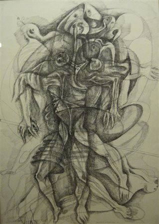 CANEVARI ANGELO ROMA 1930 SENZA TITOLO, 1968 CHINA SU CARTA cm 70 x 50 Firma...