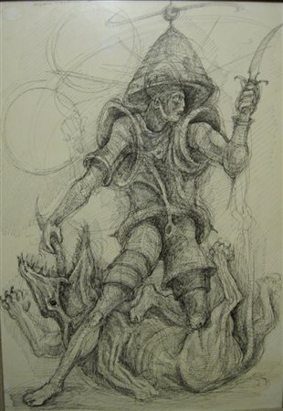 CANEVARI ANGELO ROMA 1930 SENZA TITOLO, 1970 CHINA SU CARTA cm 50 x 35 Firma...